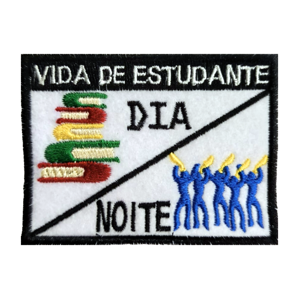 Emblema bordado Vida de Estudante, Dia e Noite