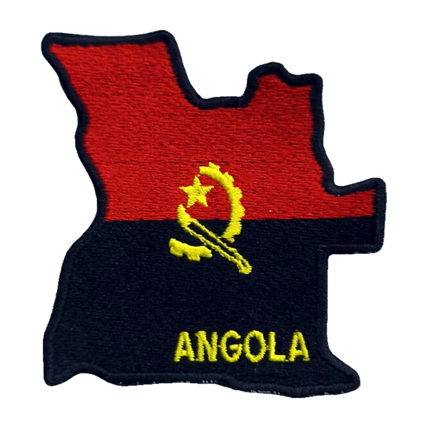 Emblema bordado com o mapa e a bandeira de Angola